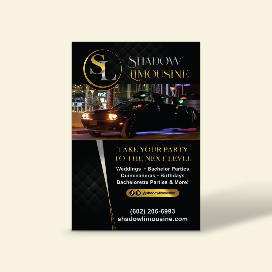 Shadow Limousine Rack Card Front