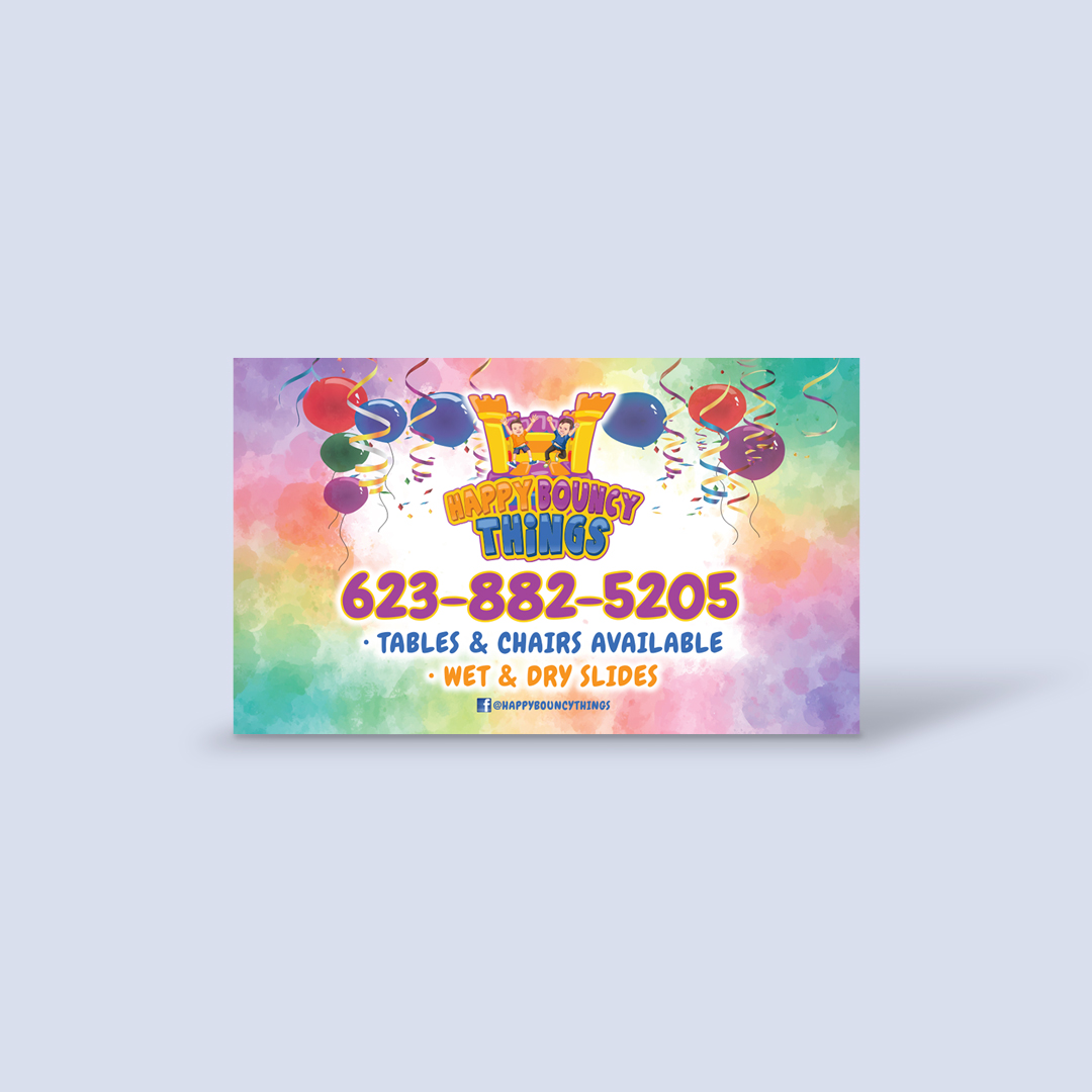 Happy Bouncy Things Business Card Front