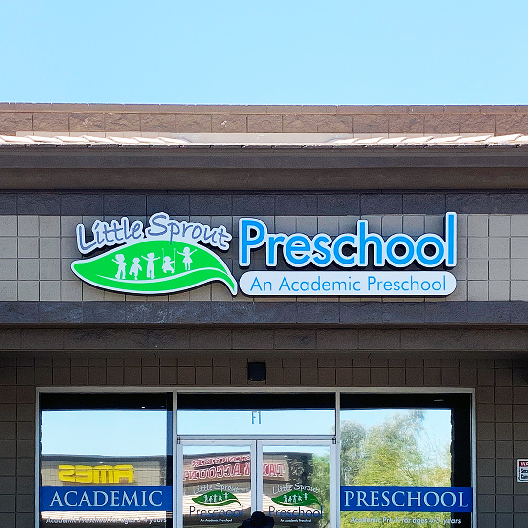 Little Sprout Preschool Building Sign Front