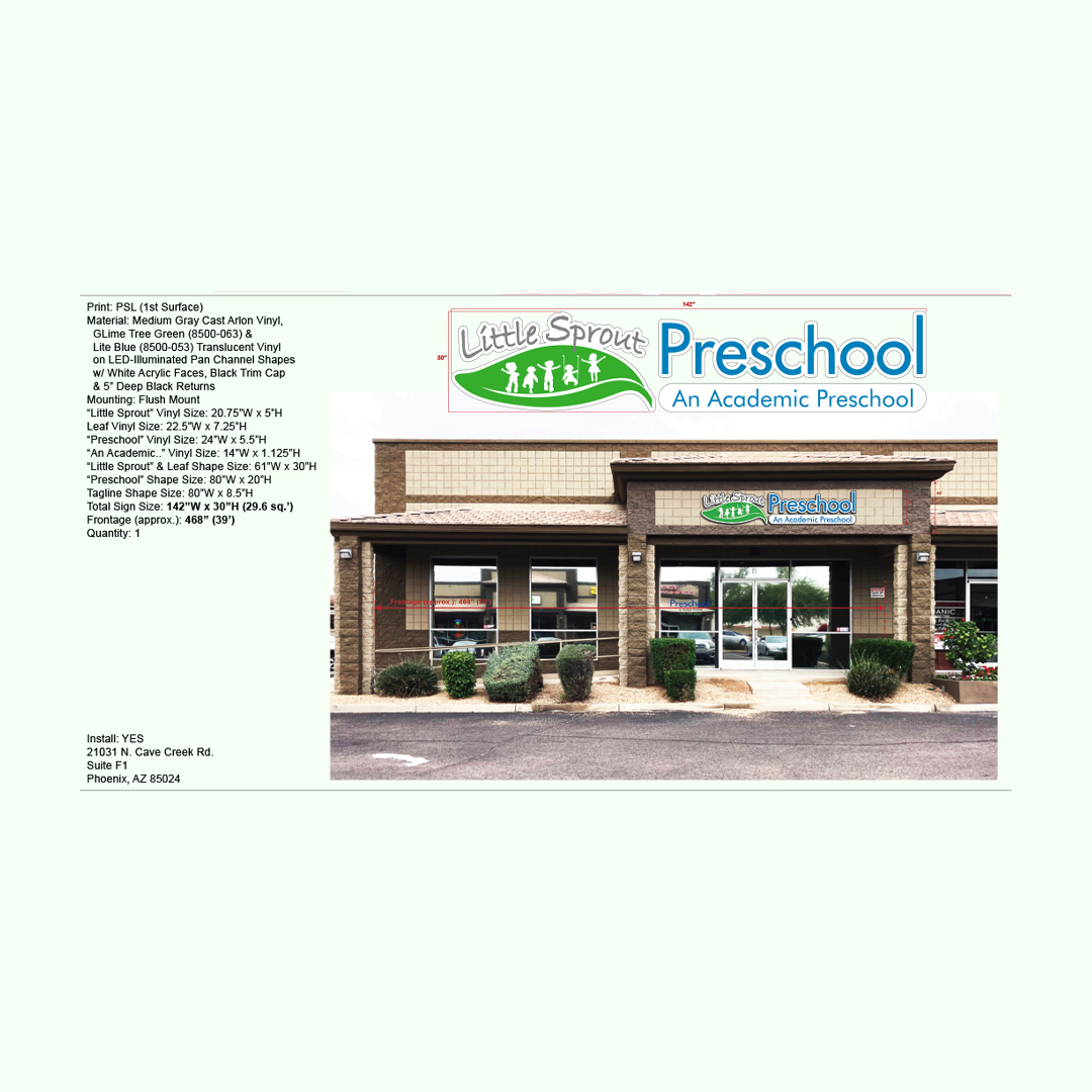 Little Sprout Preschool Building Sign Mockup Art