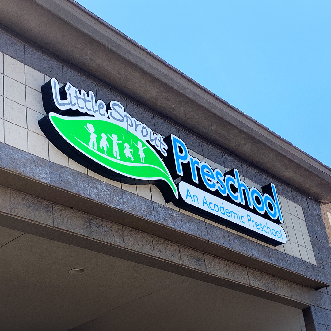Little Sprout Preschool Building Sign Side