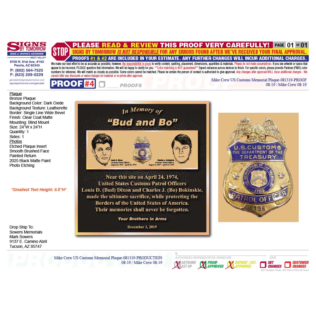 Bud & Bo Memorial Plaque Mockup Art
